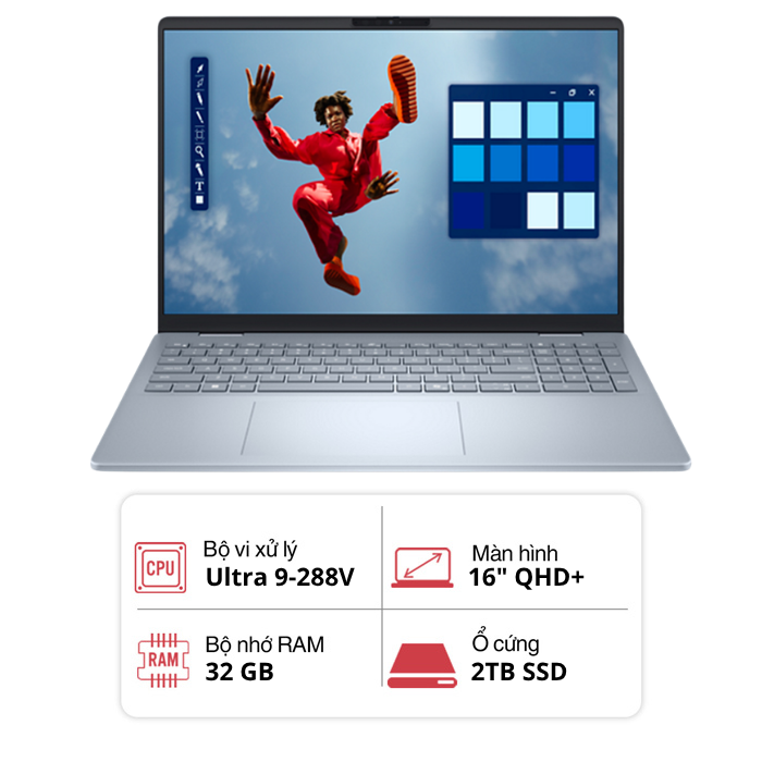 Laptop Dell 16 Plus DB16250 X65NW9 (Intel Ultral 9-288V/ 32GB/ 2TB/ Intel Arc/ 16 inch QHD+/ Win 11/ Office/ Xanh)