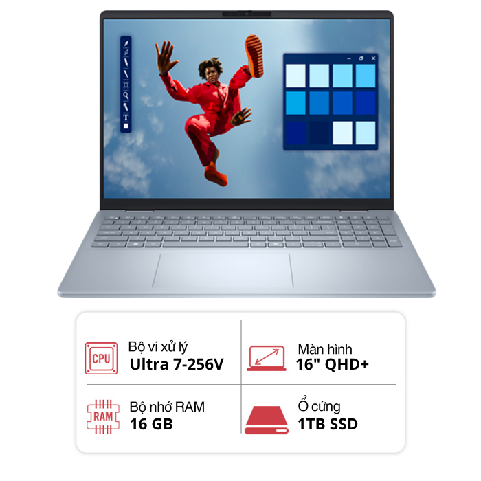 Laptop Dell 16 Plus DB16250 X65NW7 (Intel Ultral 7-256V/ 16GB/ 1TB/ Intel Arc/ 16 inch QHD+/ Win 11/ Office/ Xanh)