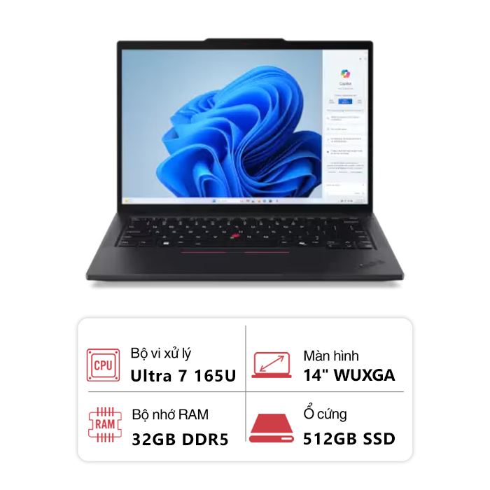 Laptop ThinkPad T14 Gen 5 21MLX021US-R (Intel Core Ultra 7-165U/ 32GB/ 512GB/ Intel Graphics/ 14
