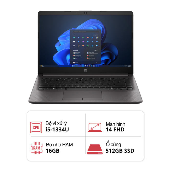 Laptop HP 240R G9 B90Y7AT (i5-1334U/ 16GB/ 512GB/ Intel Iris Xe/ 14