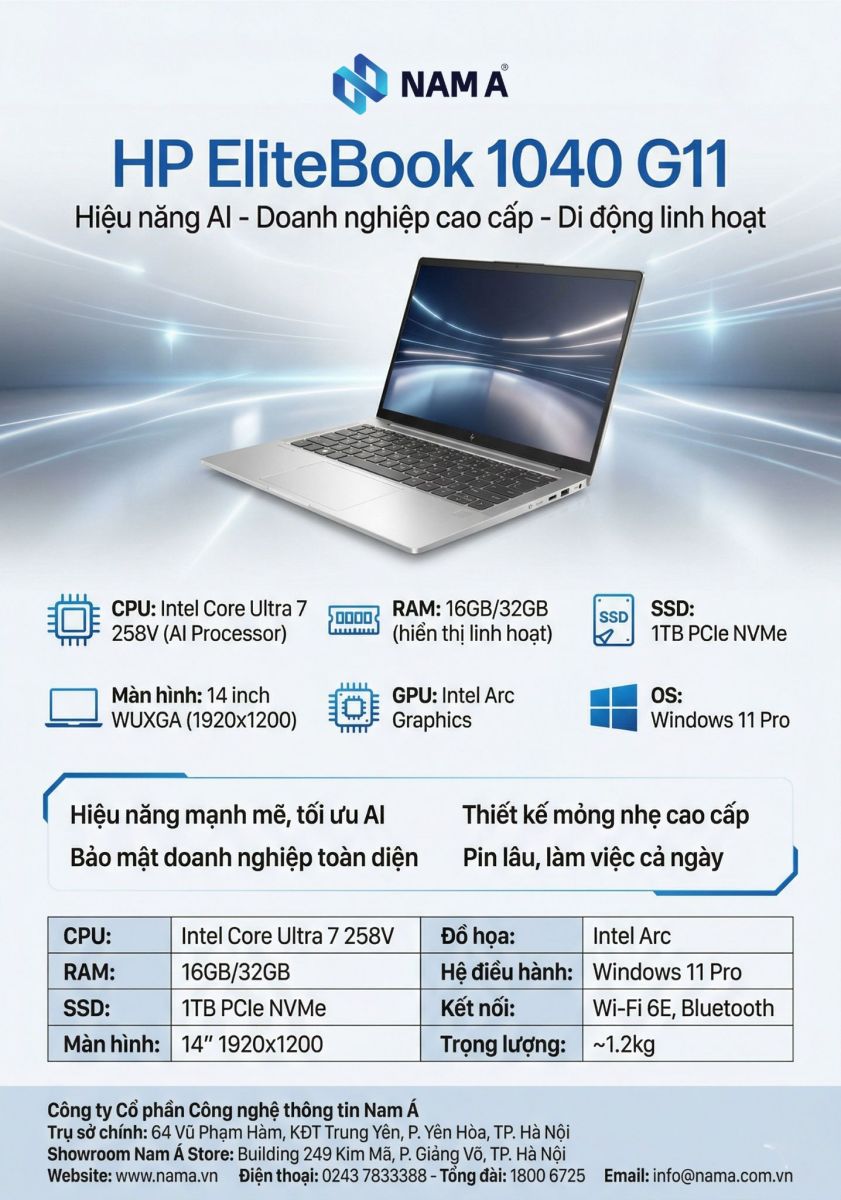 HP EliteBook 1040 G11 Core™ Ultra 7 155H 512GB SSD 32GB 14" (2880x1800) WIN11 Pro