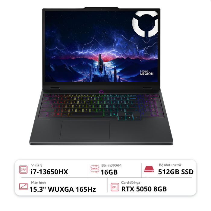 Laptop Lenovo Legion 5 15IRX10 83LY00HRVN (i7-13650HX/ 16GB/ 512GB/ RTX 5050 8GB/ 15.3 inch WUXGA/ Win 11/ Office/ Đen)