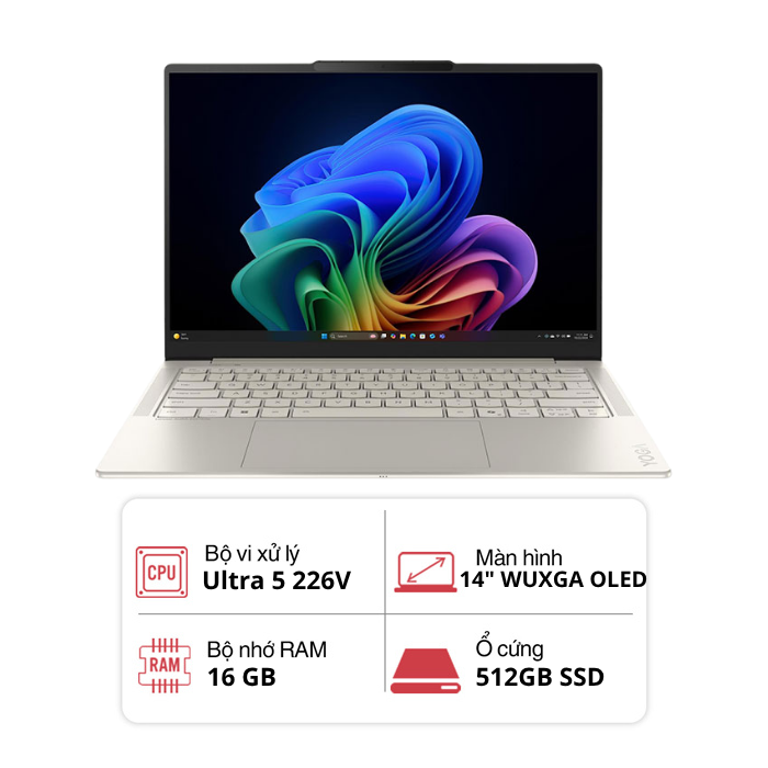 Laptop Lenovo Yoga Slim 7 14ILL10 83JX00D5VN (Core Ultra 5 226V/ 16GB/ 512GB/ 14 inch WUXGA OLED/ Win 11/ Office/ Trắng ngà)
