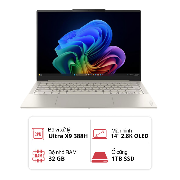 Laptop Lenovo Yoga Slim 7 Ultra 14ILL10 83QK0016VN (Core Ultra X9 388H/ 32GB/ 1TB/ 14 inch 2.8K OLED/ Win 11/ Office/ Trắng ngà)