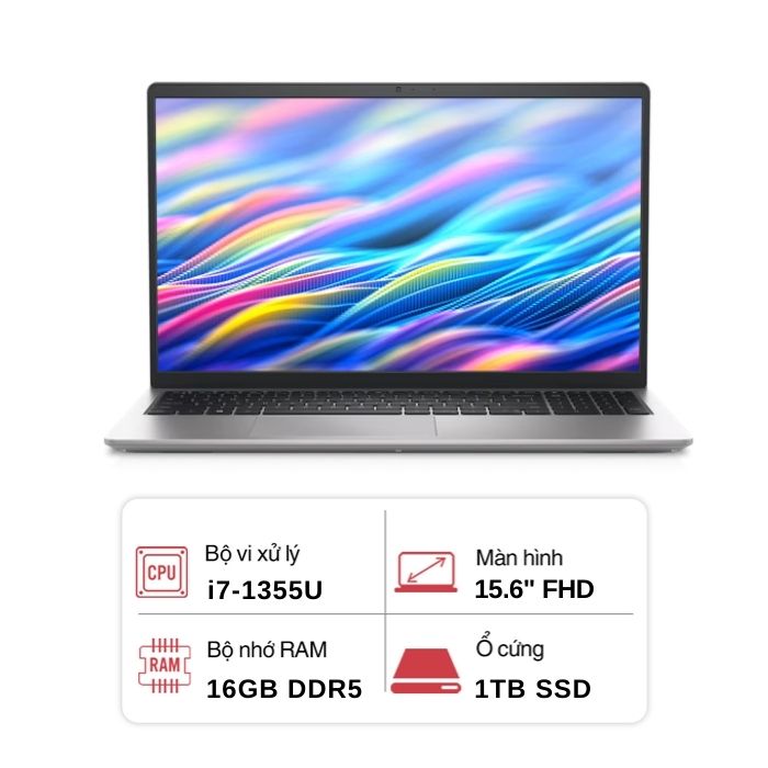 Laptop Dell Inspiron LDC15250 i7-1355U 16G 1TB Backlit KB finger print 15.6” FHD Touch Win 11 Black New sealed