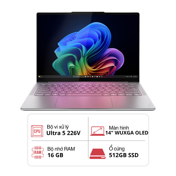 Laptop Lenovo Yoga Slim 7 14ILL10 83JX00D6VN (Core Ultra 5 226V/ 16GB/ 512GB/ 14 inch WUXGA OLED/ Win 11/ Office/ Xám)
