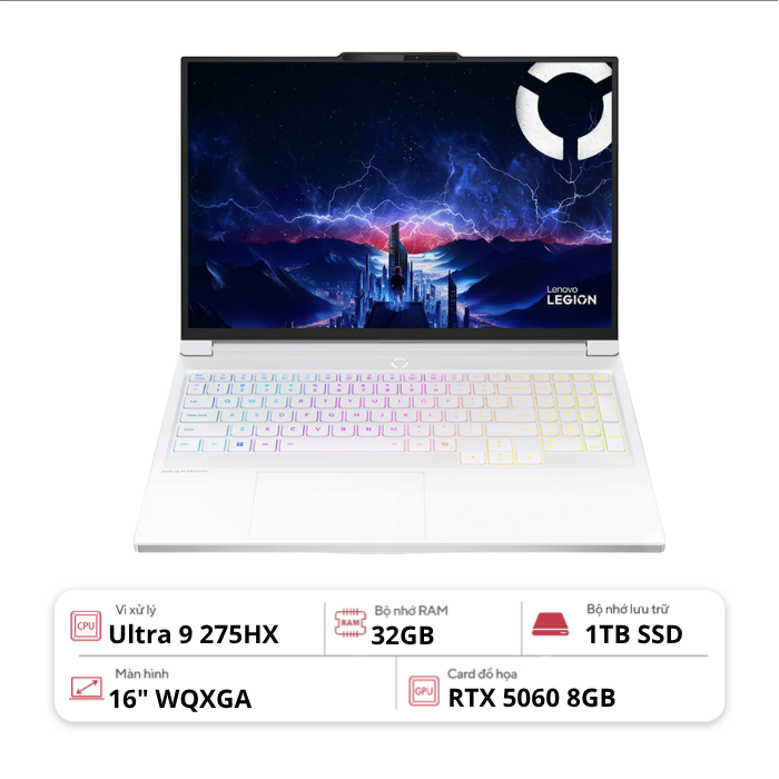 Laptop Lenovo Legion 7 16IAX10 83KY001UVN (Ultra 9 275HX/ 32GB/ 1TB/ RTX 5060 8GB/ 16 inch WQXGA/ Win 11/ Office 24/ Trắng)