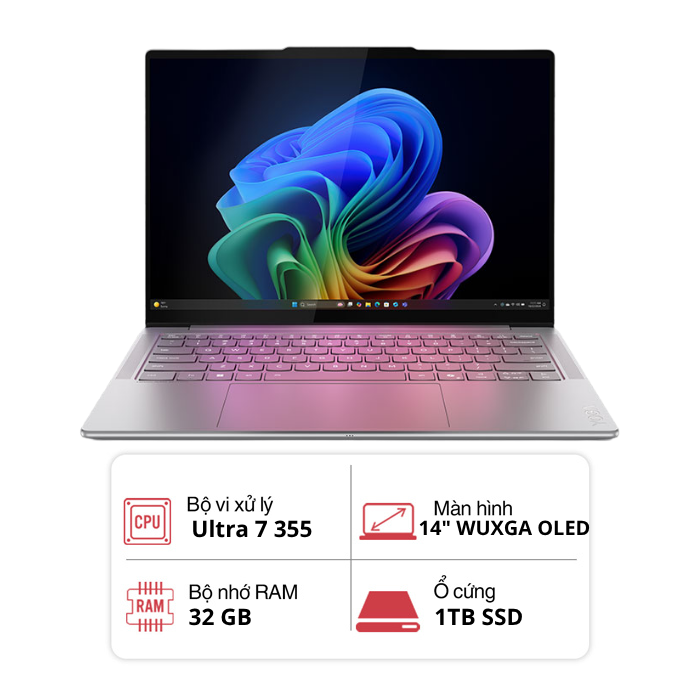 Laptop Lenovo Yoga Slim 7 14ILL10 83QM002FVN (Core Ultra 7 355/ 32GB/ 1TB/ 14 inch WUXGA OLED/ Win 11/ Office/ Xám)